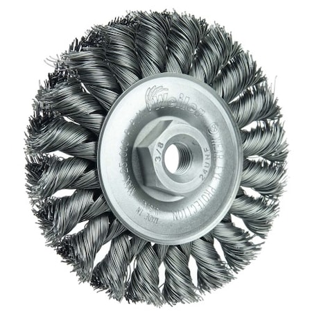 Weiler 3" Standard Twist Knot Wire Wheel, .014" Steel Fill, 3/8"-24 UNF Nut 13201